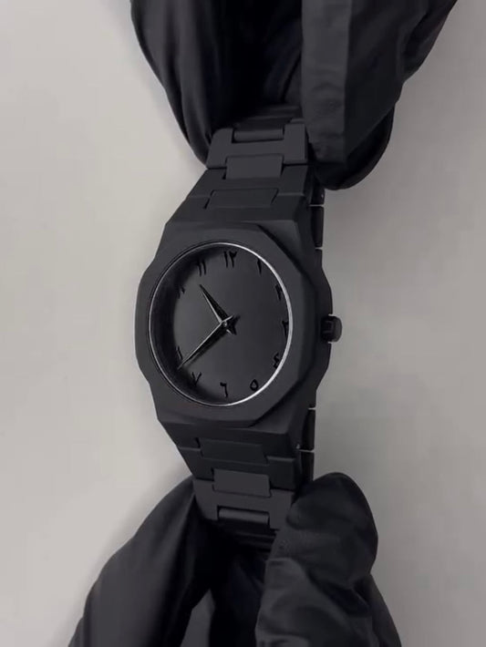 Black Aura Quartz Watch – Lightweight Design, Butterfly Lock, Premium Quality & Finish – Best Quality Analog Watch For Boys – Watch For Men | Black Color Watch – Without Box